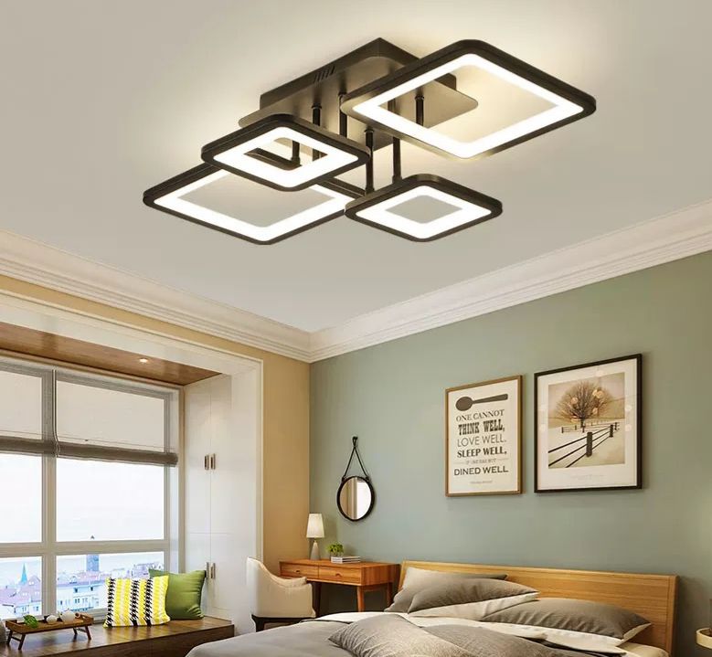 Lustra Neagra Emera 4 Patrate D620 50×2W Telecomanda