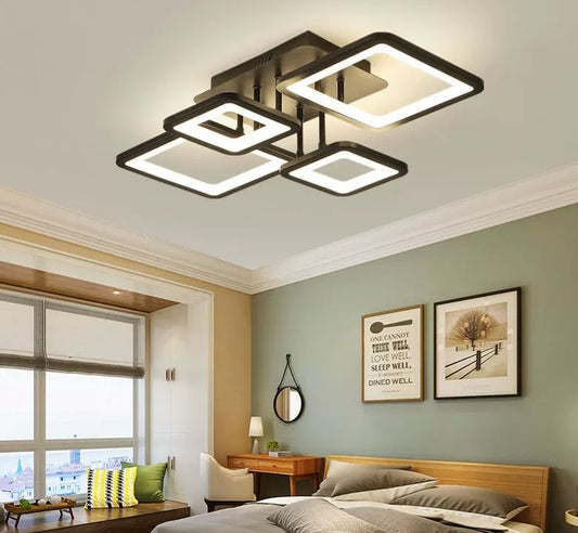 Lustra Neagra Emera 4 Patrate D620 50×2W Telecomanda