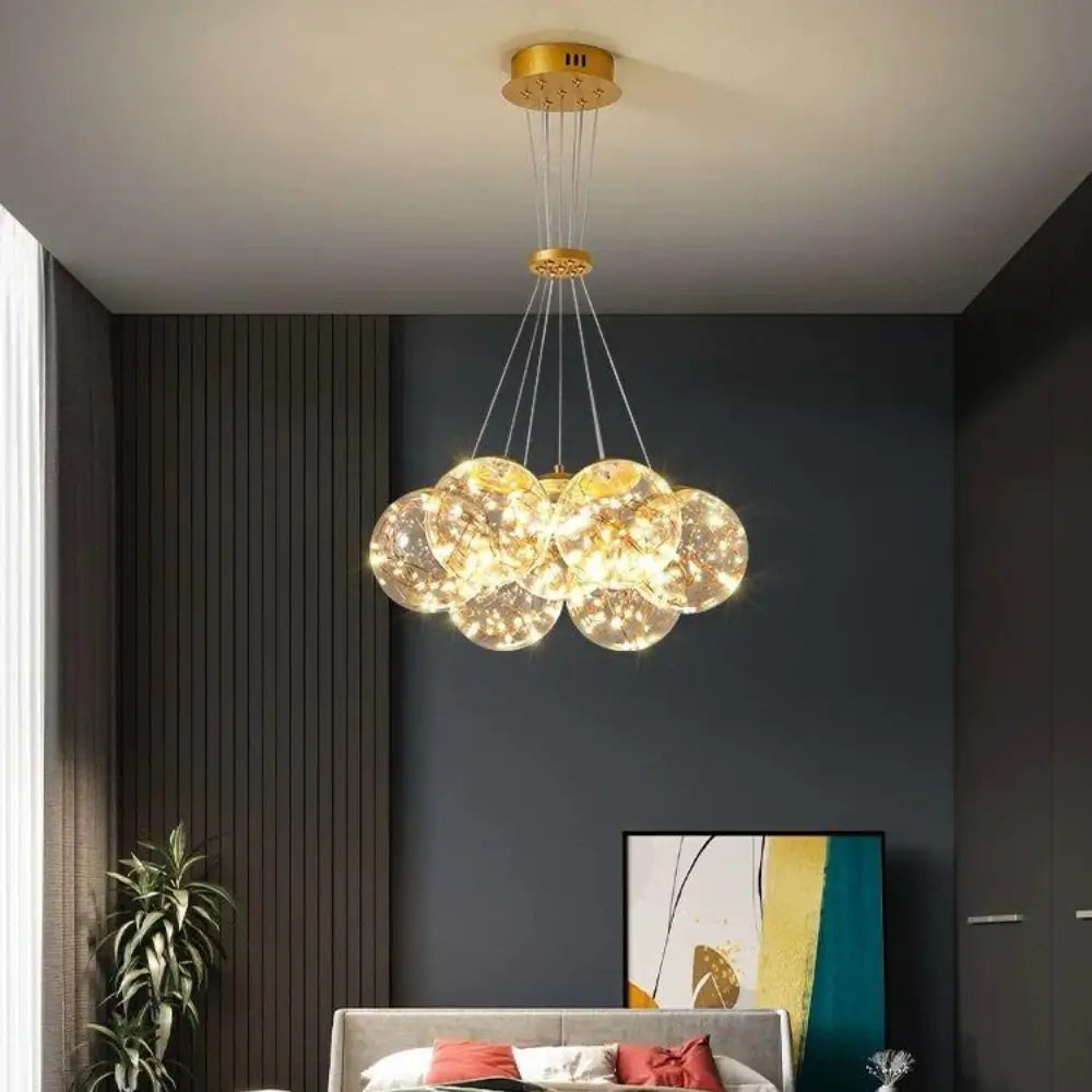 Lustra Aquila LED Eleganta, Aurie, 7 Globuri, 42W