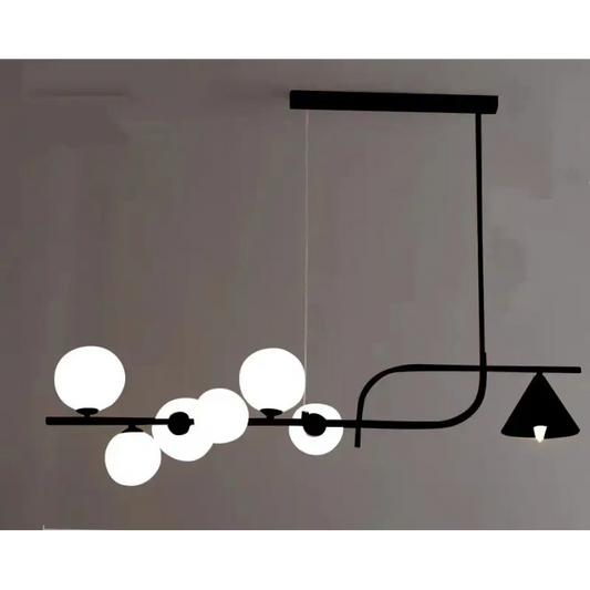 Lustra Suspendată Augusta, Neagră cu Globuri Albe Mat