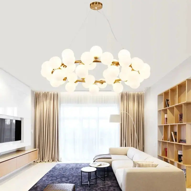 Candelabru Auriu Elegant Gemina, Modern, 45 de Globuri LED Albe