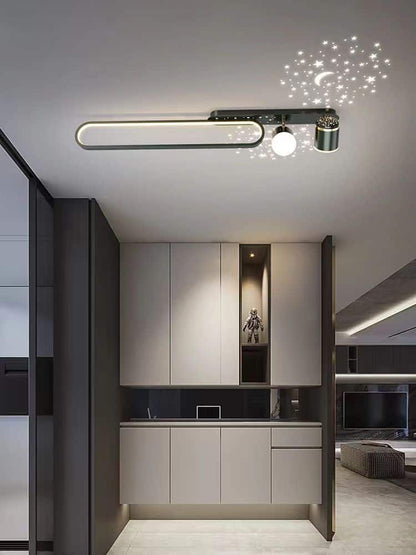 Plafoniera LED Cu Cer Instelat 80cm Negru Moderna 58W
