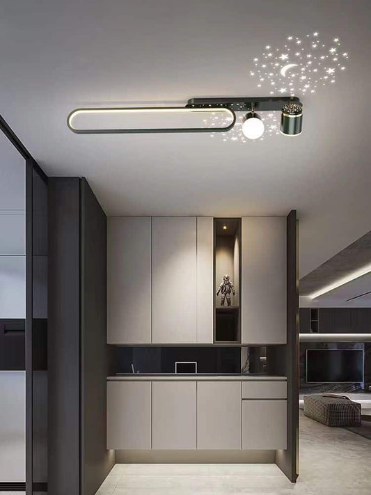 Plafoniera LED Cu Cer Instelat 80cm Negru Moderna 58W