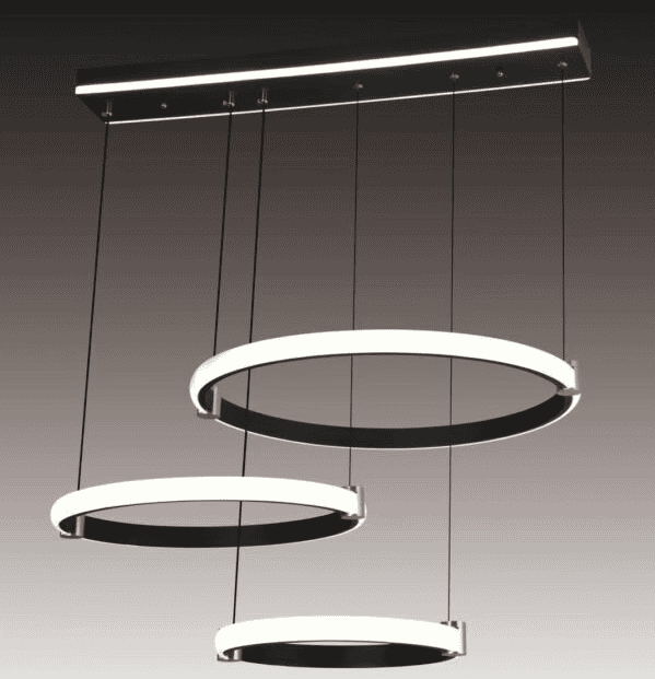 Lustra LED Neagra Zafira Cercuri 100W 30cm+40cm+50cm