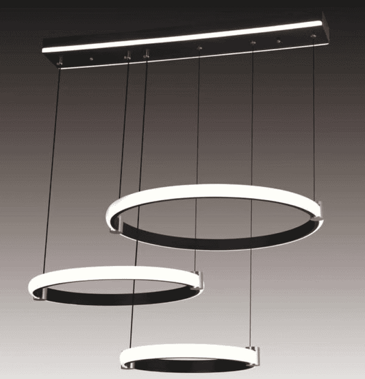 Lustra LED Neagra Zafira Cercuri 100W 30cm+40cm+50cm