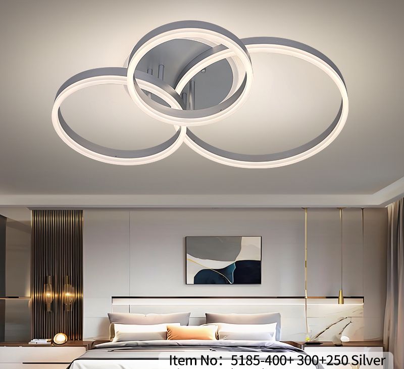 Lustra LED Argintie Zores 160W, 3 Cecuri 40cm+30cm+25cm