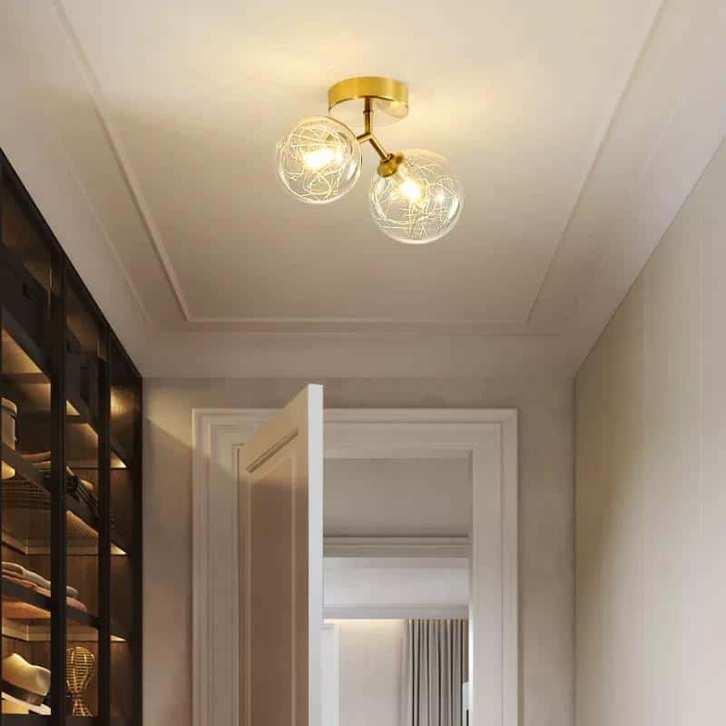 Lustra Aurie Zephea 2 Globuri Transparente G9 120×320×200mm