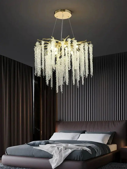 Candelabru Cristal LED Gracia, 45 cm, Auriu