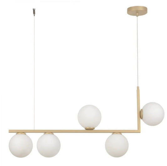 Lustra Aurie Umara 5 Globuri Albe