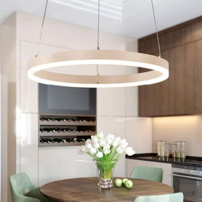 Lustra LED Cerc, Veronica Alb Minimalist, Telecomanda