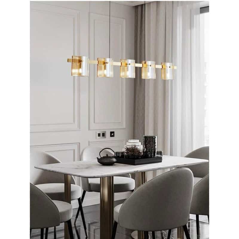 Lustra LED Moderna din Sticla, 120 cm Aurie G9 X 5