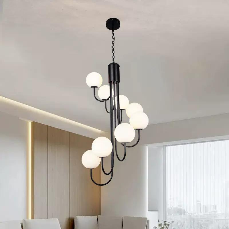 Lustra Neagra Ysolith 8 Globuri Albe E27x8
