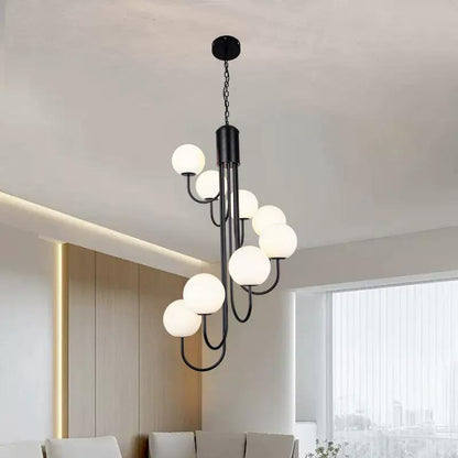 Lustra Neagra Ysolith 8 Globuri Albe E27x8