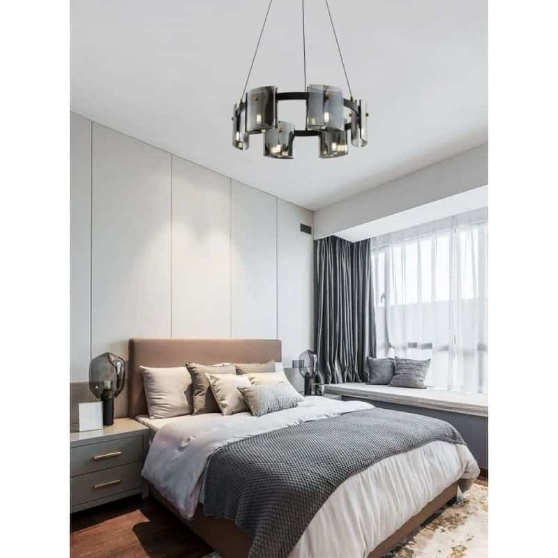 Lustra LED Moderna Eleganta 60 cm Sticla Neagra G9 X 6