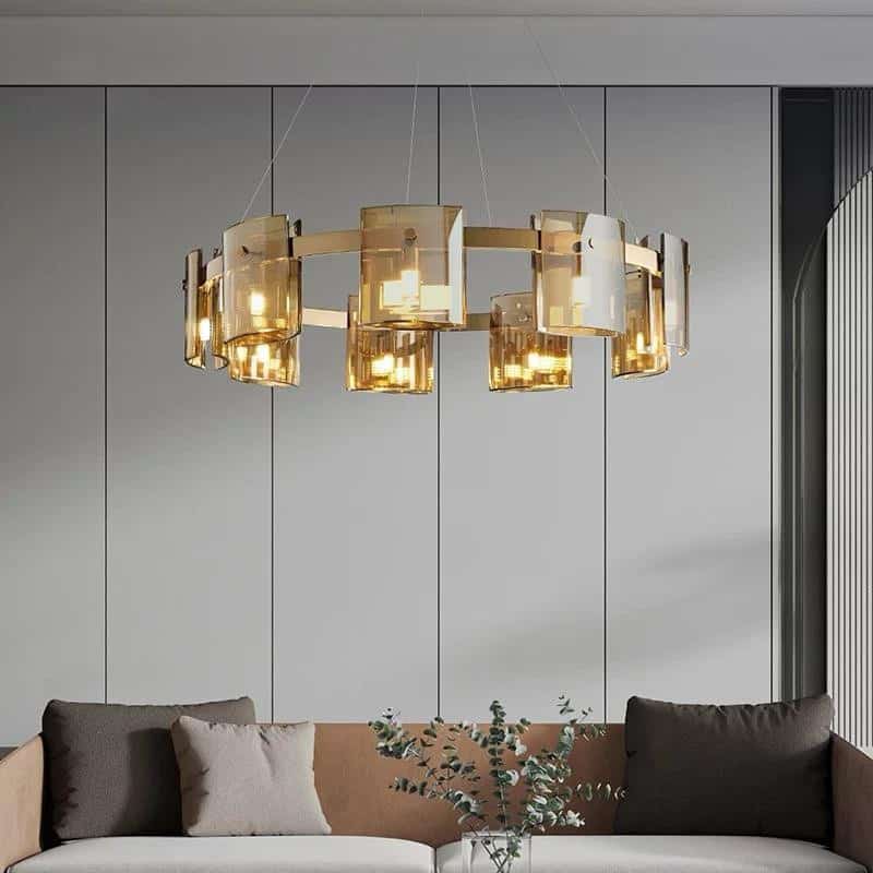 Lustra LED Moderna 80 cm Sticla Aurie G9 X 9