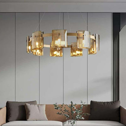 Lustra LED Moderna 80 cm Sticla Aurie G9 X 9