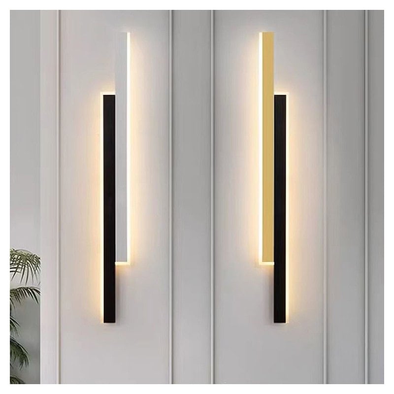 Aplica Led Perete Negru cu Auriu 80cm 3 Functii Lumina Rece, calda, neutra