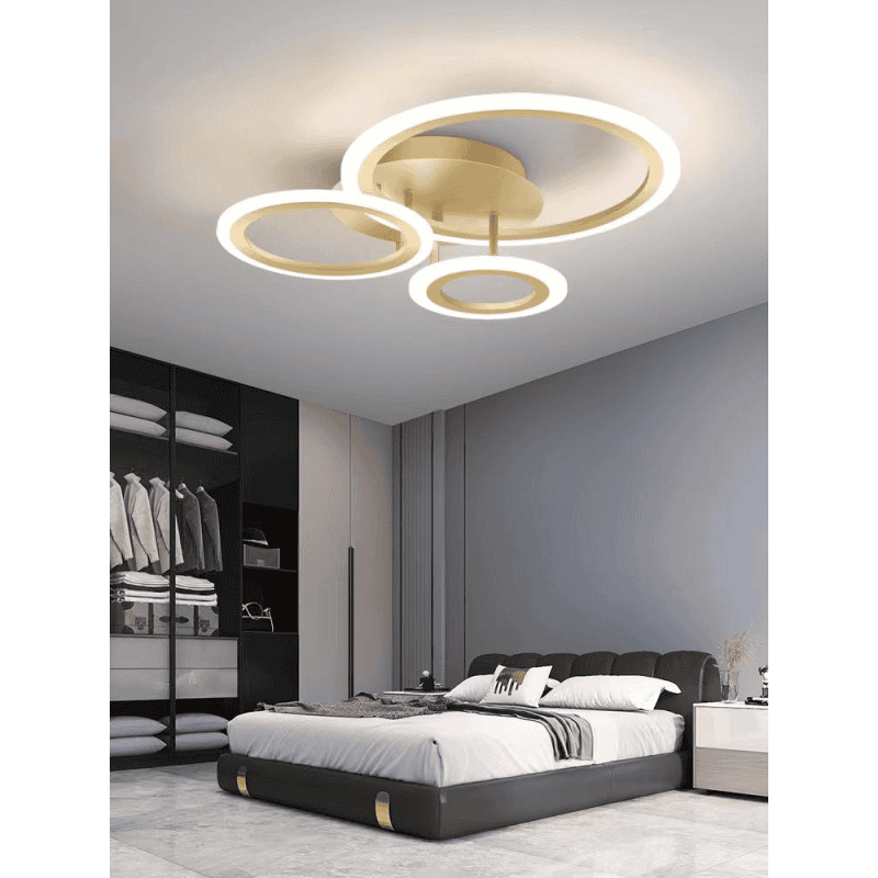 Lustra LED Aurie 3 Cercuri cu Telecomanda wifi 2.4G