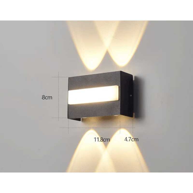 Aplica LED Zane Perete Negru IP65 Moderna 8W Lumina calda