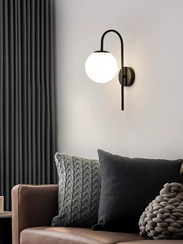 Aplica Neagra Naida Glob Alb 1xE27