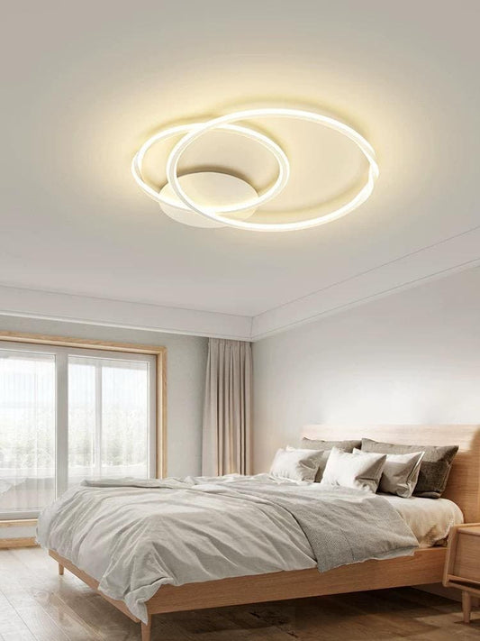 Lustra Led Eleganta, 2 Cercuri, Alba, Telecomanda