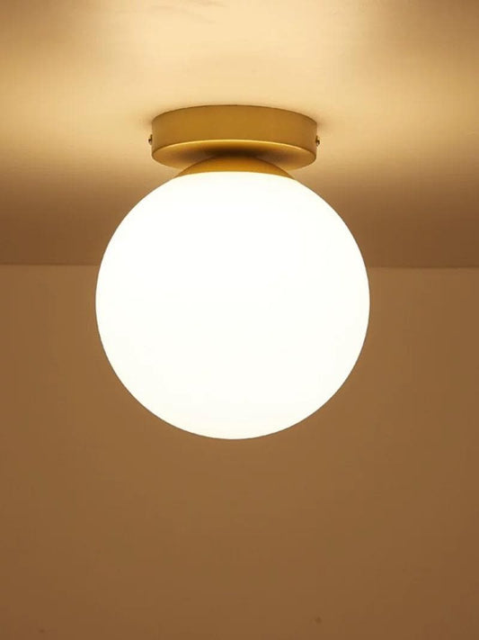 Lustra Glob Alb cu Soclu Auriu Themisa, 150×150×200mm