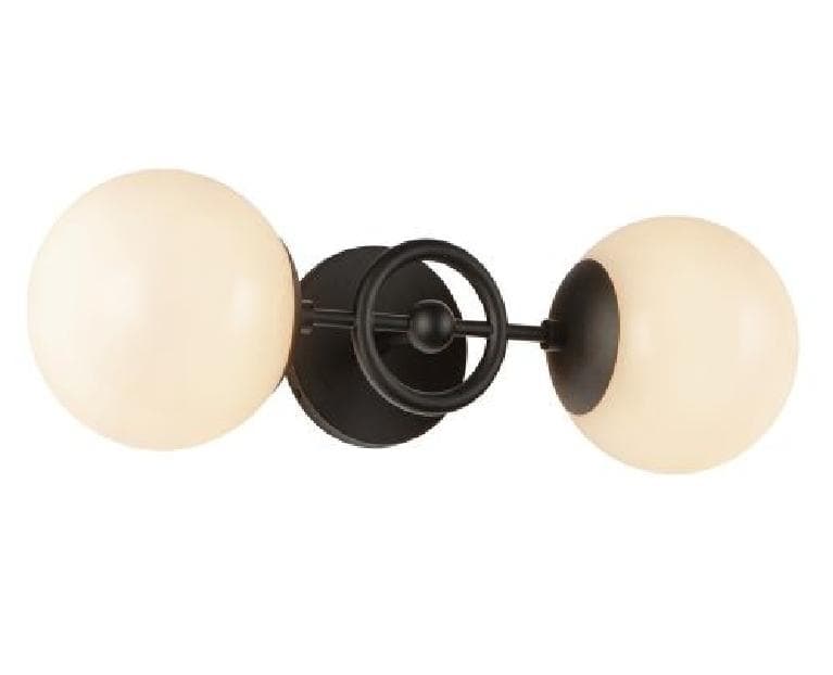 Lustra Neagra 2 Globuri Albe Lyssera E27 150×480×220mm