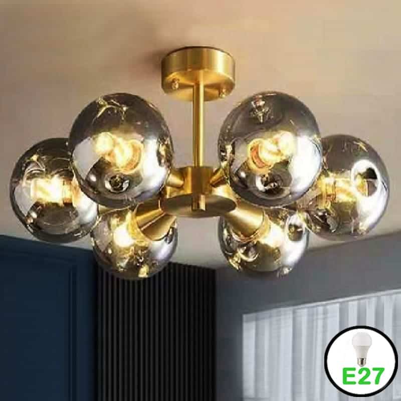 Lustra Led Aurie 5xE27 Abajur Fumuriu