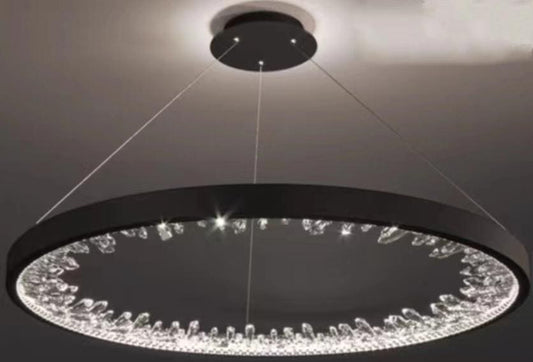 Lustra LED Neagra Rotunda Suspendata, Telecomanda, 40 cm, 50W