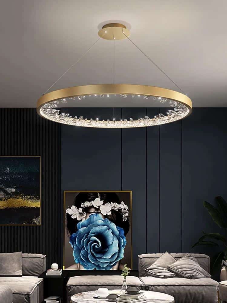 Lustra LED Aurie Rotunda Suspendata, Telecomanda, 40 cm, 50W