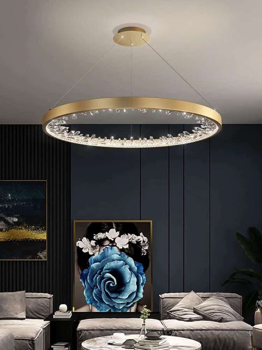 Lustra LED Aurie Rotunda Suspendata, Telecomanda, 40 cm, 50W