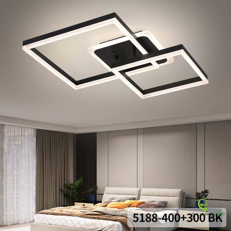 Lustra LED Neagra Francesca Patrate, Telecomanda Wifi