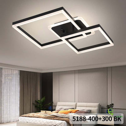 Lustra LED Neagra Francesca Patrate, Telecomanda Wifi