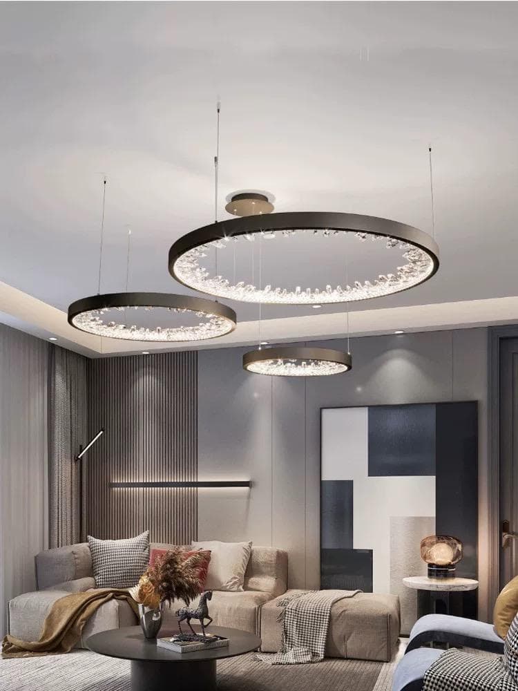 Lustra LED Neagra D40+60+80cm cu Telecomanda, 113×2w