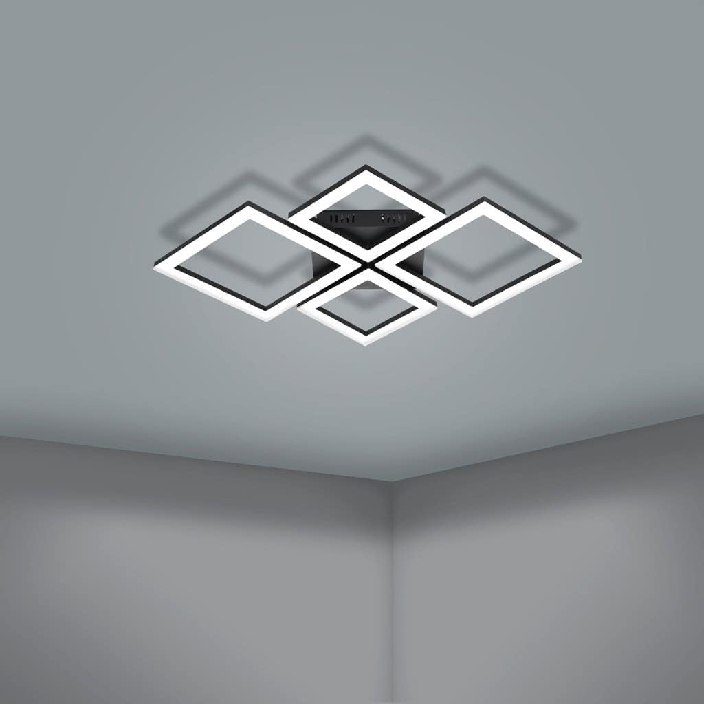 Lustra LED Greta Neagra Patrate Telecomanda Wifi 64cm