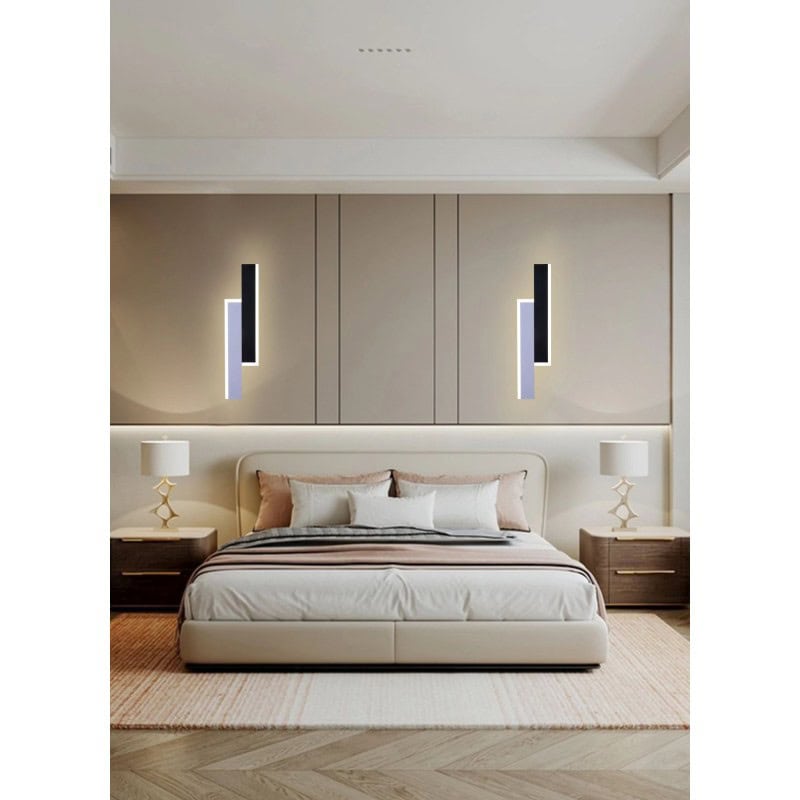 Aplica Led Perete Negru cu Alb 40cm 3 Functii Lumina Rece, calda, neutra