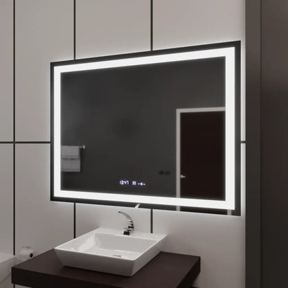 Oglinda LED Rectangulara, 100x75cm, Premium Verite MotionGlow Marcello, Sistem Dezaburire, Ceas &amp; Termometru, Dimabila
