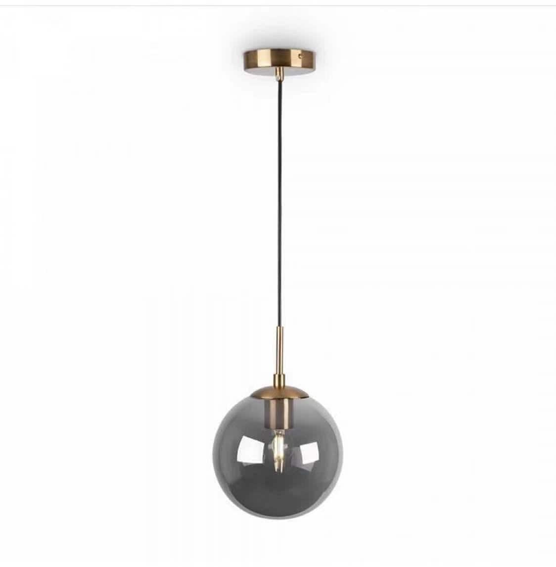 Lustra Pe Cablu tip Pendul, Glob Sticla Fumuriu
