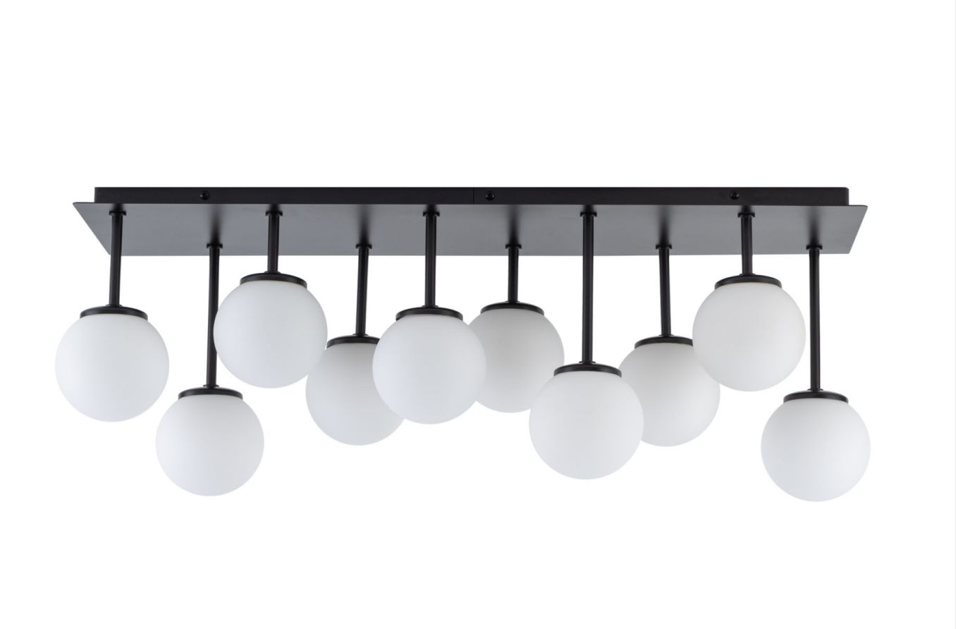 Lustra Neagra Phaedre 10 Globuri Albe D830 E27x10