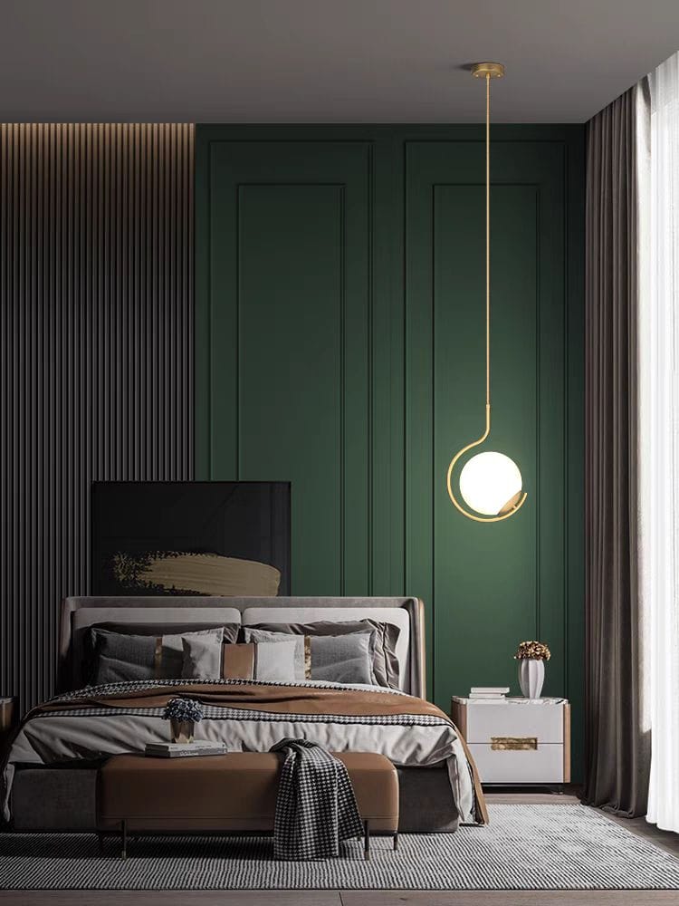 Lustra Glob Mat, Aurie, Pe Cablu, E27