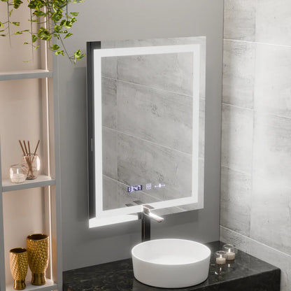 Oglinda LED Rectangulara, 60x80cm, Premium Verite MotionGlow Marcello, Sistem Dezaburire, Ceas &amp; Termometru, Dimabila