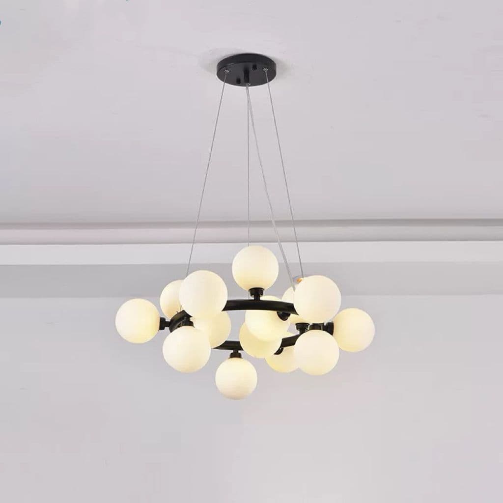 Lustra Neagra Isenne Globuri 15 Albe G9