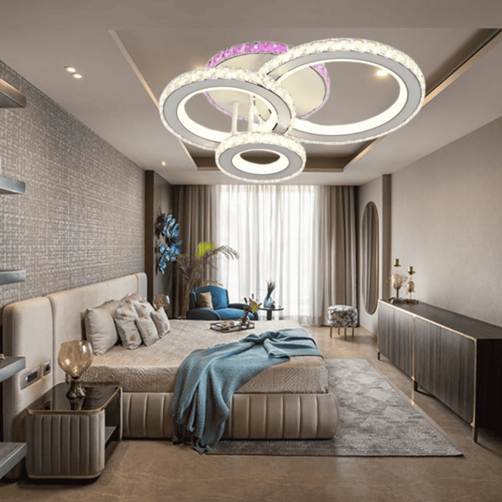 Lustra LED Cristal Aria Oțel inoxidabil Telecomanda 77W