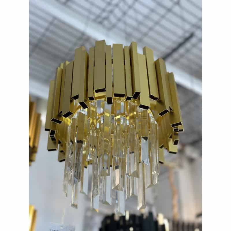 Candelabru de Cristal Auriu pe Lanț D300 GOLD 3xE14/40W