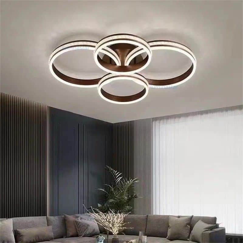 Lustra LED Moterna 4 Cercuri, Telecomanda Wifi 2.4G, Maro
