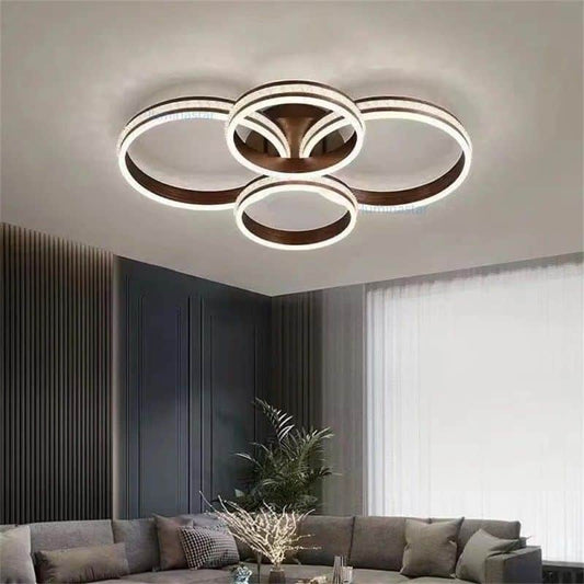 Lustra LED Moterna 4 Cercuri, Telecomanda Wifi 2.4G, Maro