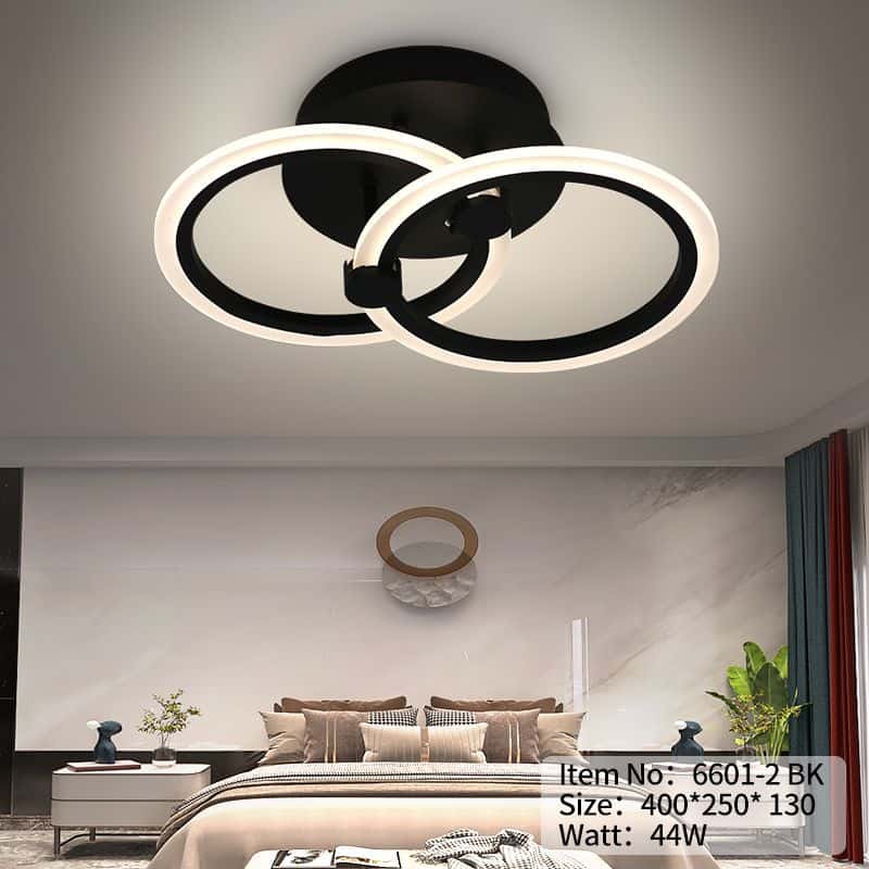 Lustra LED Neagra Nerissa 2 Cercuri, Telecomanda, 44W