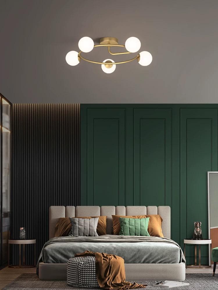 Lustra Aurie Delara 5 Globuri Albe 5xE27