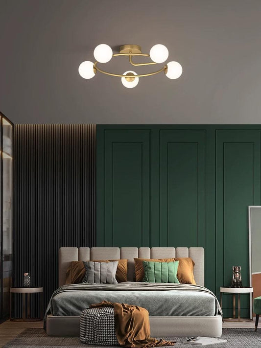 Lustra Aurie Delara 5 Globuri Albe 5xE27