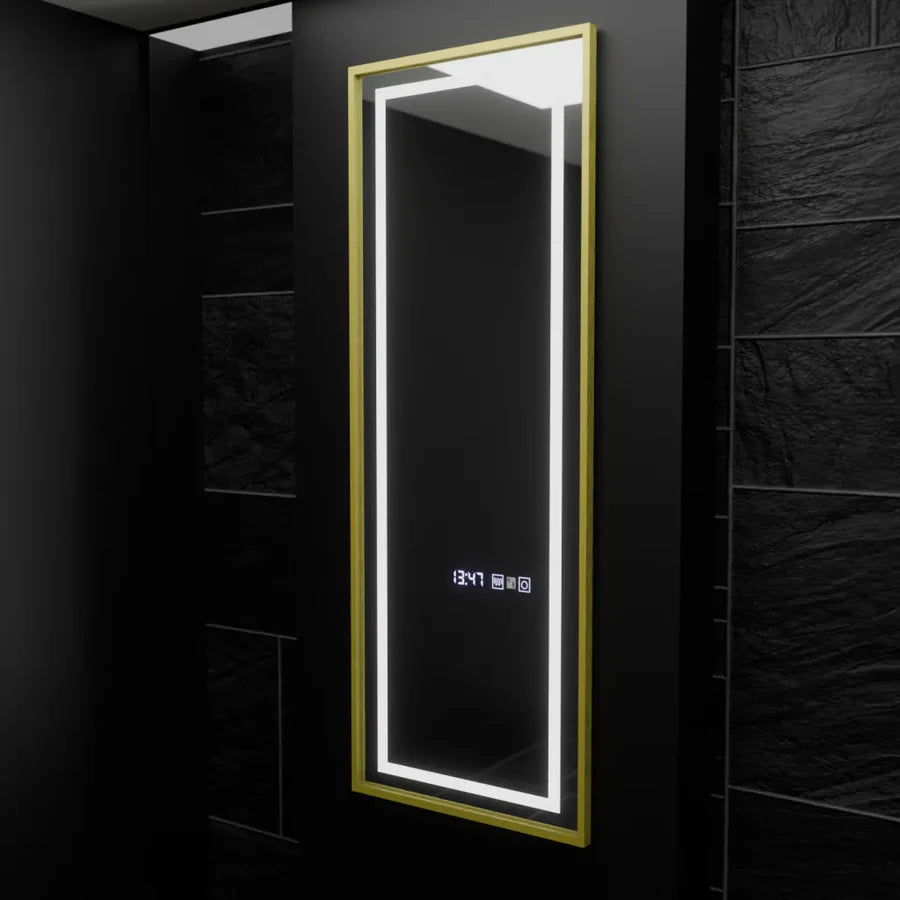 Oglinda LED Rectangulara, 45x140cm, Premium Elena Senzor Radar Marcello, Sistem Dezaburire, Ceas &amp; Termometru, Dimabila, Dressing Couture